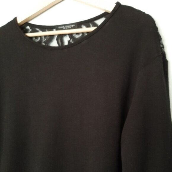 GREEN ENVELOPE Los Angeles SemiSheer Lace Back Top Black Sz M - Picture 4 of 14